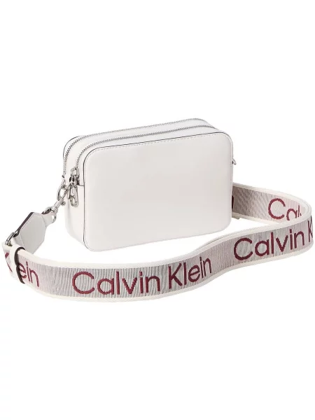 Geantă de mână Calvin Klein Webbing Double Strap Camera Bag White Alyssum Universal alb