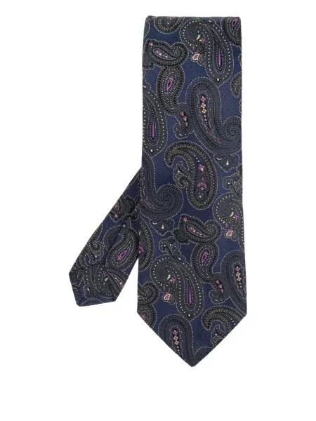 Cravată Etro de mătase cu imagine cu model paisley albastru