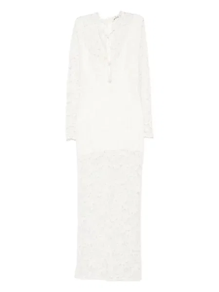 Dugo odgovarati maksi haljina Manuri s čipkom bijela