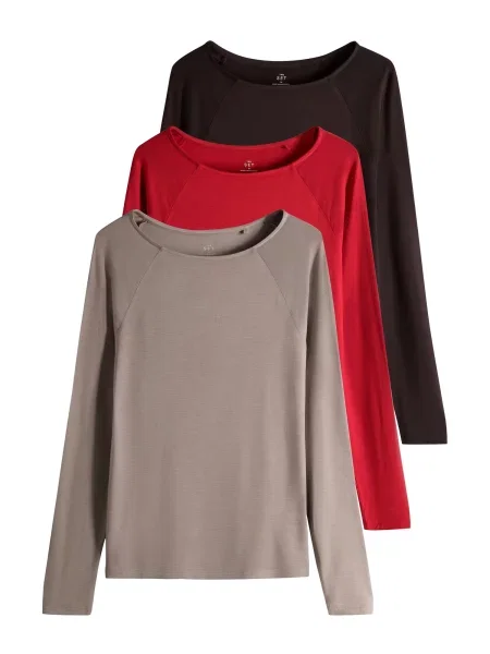 The Set Tricou ciocolatiu / maro închis / intens roșu