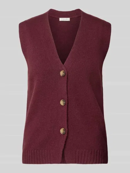 Kamizelka z dzianiny z wełny z dekoltem w serek Christian Berg Woman bordowa