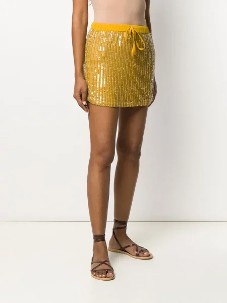Mini fusta mini Twinset cu paiete mini galben