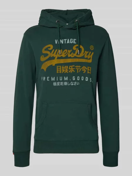 Bluza z kapturem i kieszenią kangurką Superdry zielona