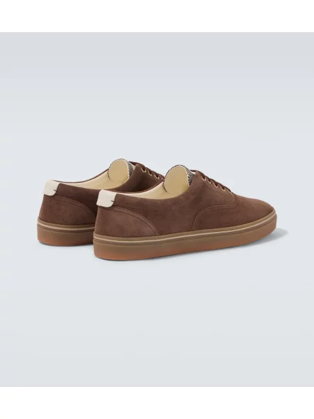 Sneakerși Brunello Cucinelli din piele de căprioară maro