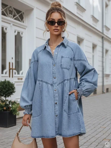Sukienka jeansowa koszulowa oversize Dstreet