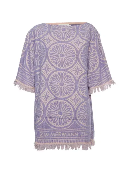 Rochie mini Zimmermann cu franjuri din material terry violet
