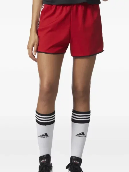 Legginsy Adidas do biegania z nadrukiem z dekoltem w serek czerwone