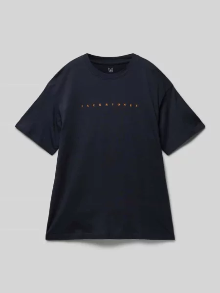 T-shirt z nadrukiem z logo Model ESTAR' Jack & Jones granatowa