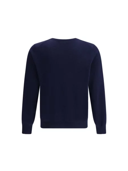 Sweter Brunello Cucinelli z nadrukiem niebieski