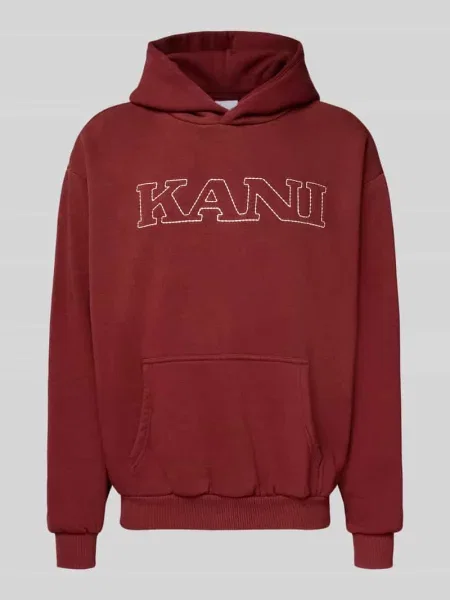 Bluza o kroju regular fit z kapturem i wyhaftowanym logo model ‘Retro’ Karl Kani czerwona