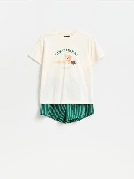 Reserved Pijama din cu imprimeu verde