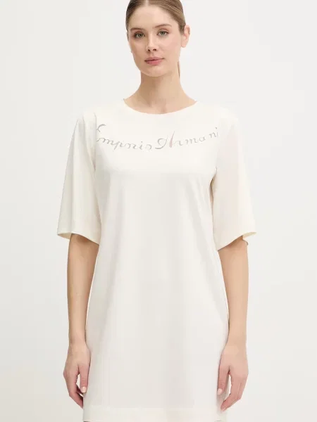 Emporio Armani Underwear sukienka z wiskozą beżowa