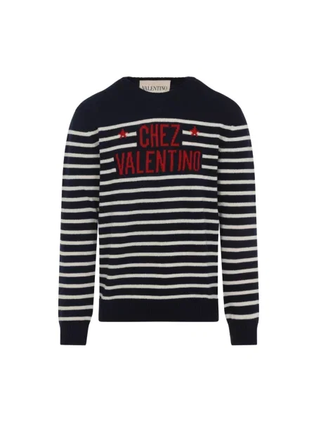 Lniany sweter Valentino Garavani niebieski