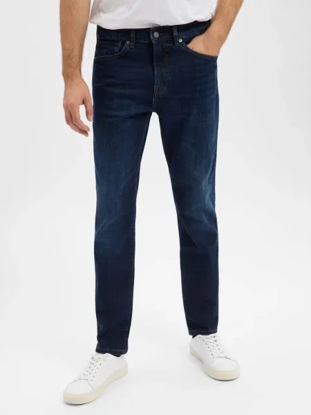 BOSS Orange Dżinsy slim tapered fit Onyx Mężczyźni jednolity niebieski