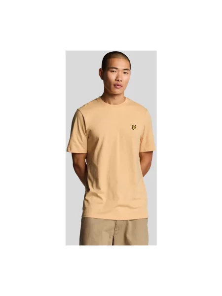 Koszulka Lyle & Scott klasyczna z dekoltem w kształcie litery U beżowa