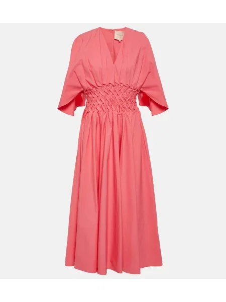 Midi obleka Roksanda poplin roza