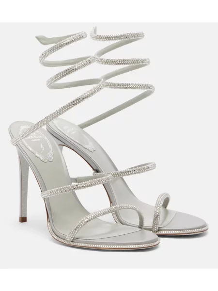 Sandale Rene Caovilla din satin gri