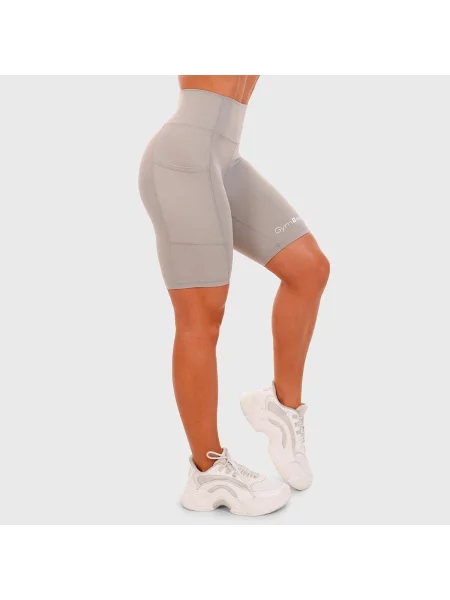 Szorty fitness slim z wysoką talią Biker szare