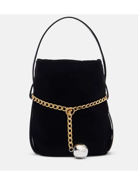 Geantă bucket Prada de catifea negru