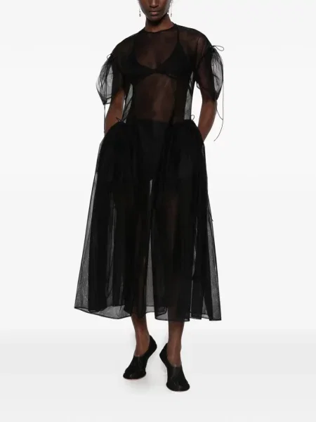 Rochie midi Simone Rocha cu legături negru