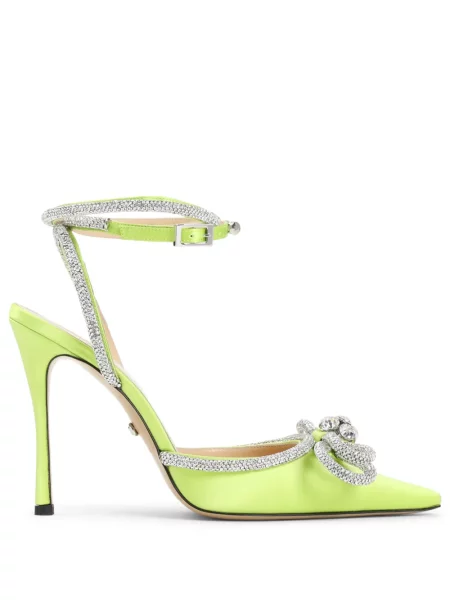 Pantofi cu toc Mach & Mach cu funde verde