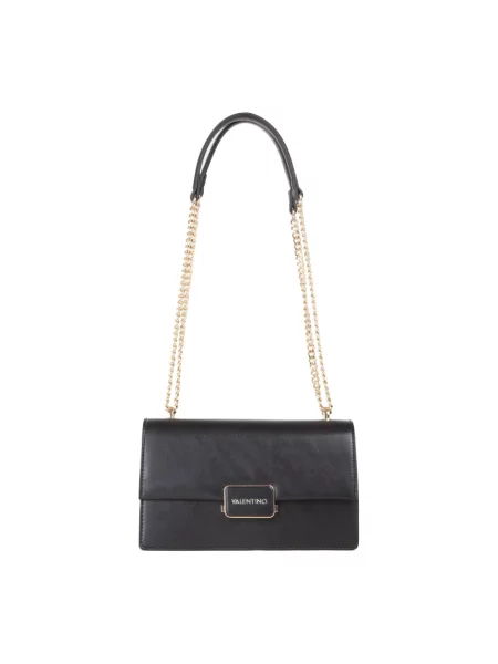 Lniana torebka na łańcuszku Valentino czarna
