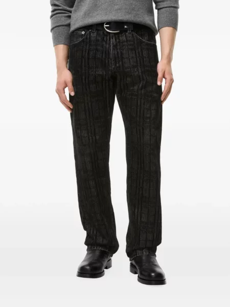 Blugi drepți Burberry în carouri negru