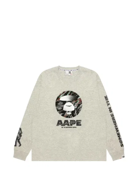 Lung tricou Aape By A Bathing Ape cu imagine gri