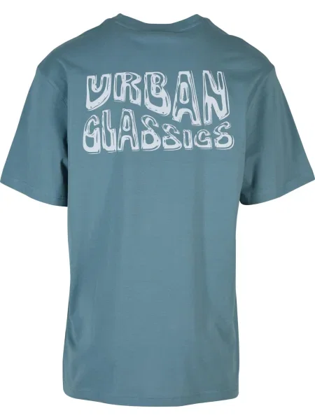 Urban Classics Tričko Shiny modrá / modrosivá biela