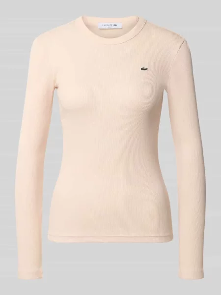 Bluzka z długim rękawem o kroju slim fit z czystej bawełny Lacoste różowa