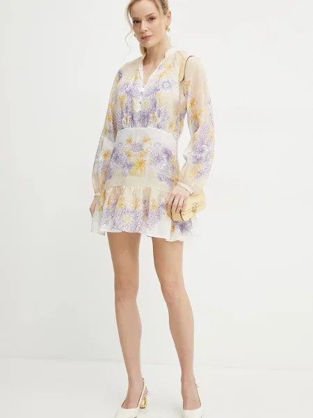 Twinset sukienka mini rozkloszowana beżowy