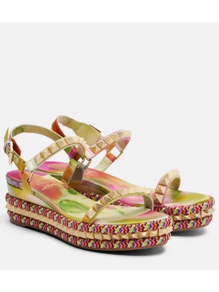 Espadrile Christian Louboutin cu model floral cu tepi