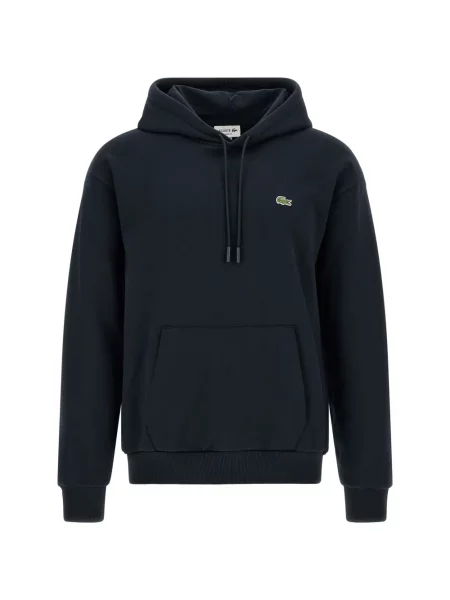 Hanorac cu glugă Lacoste cu autograf cu cordon albastru