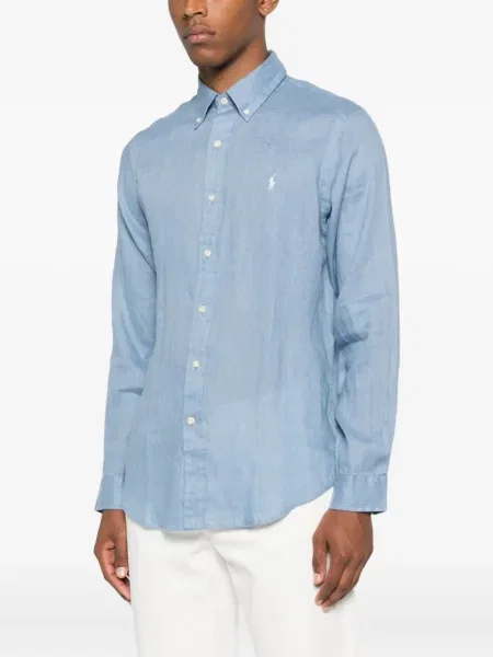 Λινό μακρύς πουκάμισο Polo Ralph Lauren μπλε
