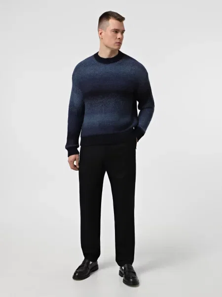Шерстяные повседневные брюки Emporio Armani черные