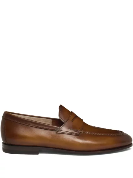 Pantofi loafer Santoni din piele maro