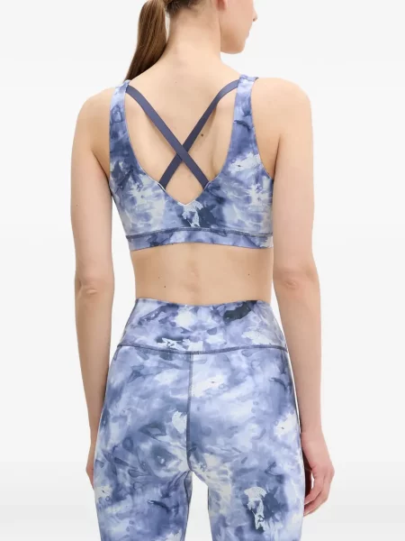 Спортен сутиен Lacoste с tie-dye ефект връзки с автограф синьо