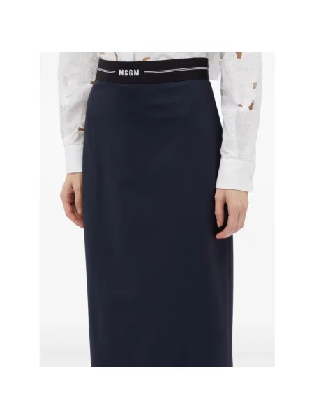 Spódnica midi Msgm wełniana niebieska