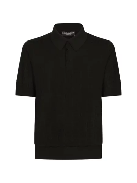 Tricou polo Dolce & Gabbana de mătase cu autograf negru