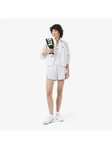Lacoste Sportowa Kurtka Wodoodporna Z Kontrastowym Wykończeniem Czarna biała