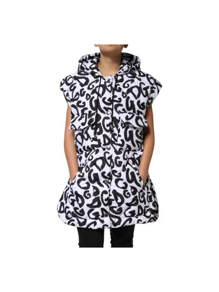 Kamizelka puchowa Dolce And Gabbana z kapturem biała