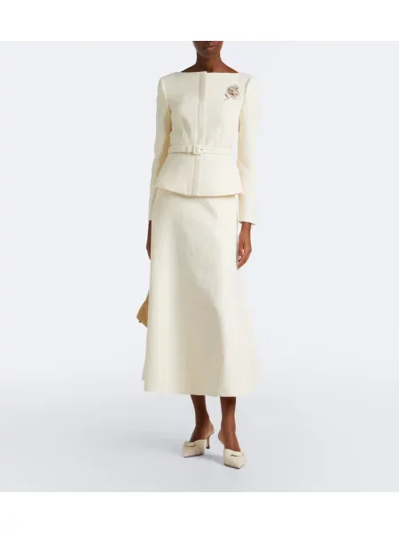 Cu centură bouclé geacă Roland Mouret alb