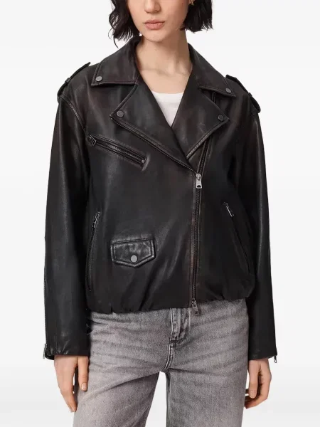 Geanta de piele Allsaints negru