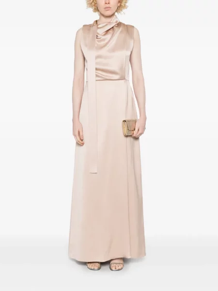 Rochie maxi Fendi de mătase de costum roz