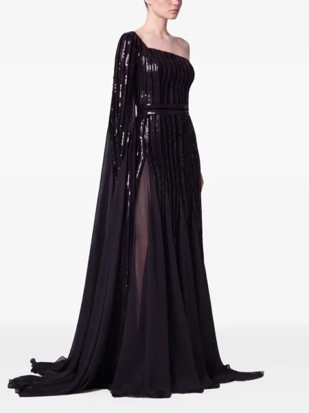 Rochie maxi Jean-louis Sabaji cu paiete cu un umăr gol negru