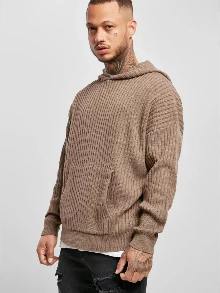 Pletene hoodie Urban Classics rjava