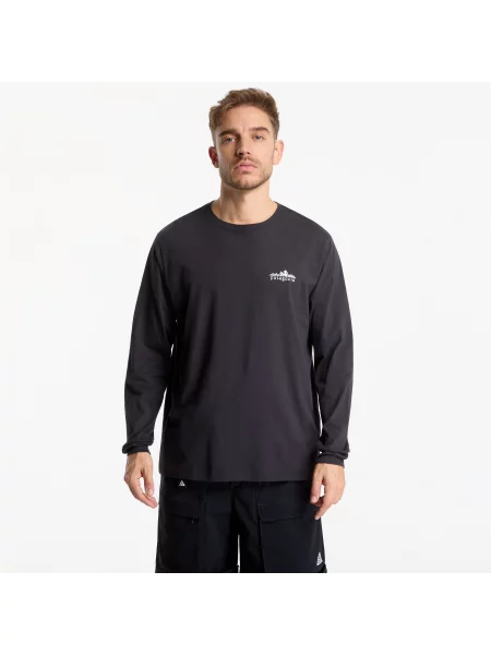 Tričko Patagonia L/S Fitz Roy Foothills T-Shirt Ink Black M černé