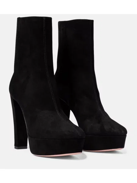 Čevlji do gležnjev Aquazzura iz semiša s platformo črna
