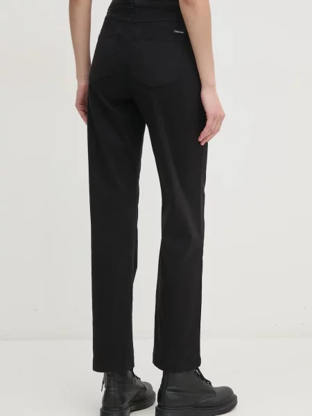 Kalhoty Calvin Klein Jeans jednoduché high waist černá