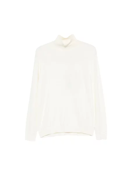 Lniany sweter z golfem Weekend Max Mara biały